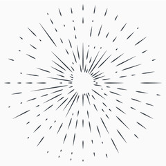 Fototapeta premium Vintage Sunburst Explosion Handdrawn Design Element Fireworks Black Rays