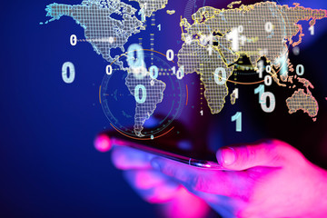 Naklejka premium global network and data exchanges