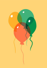 minimalist card with colored balloons