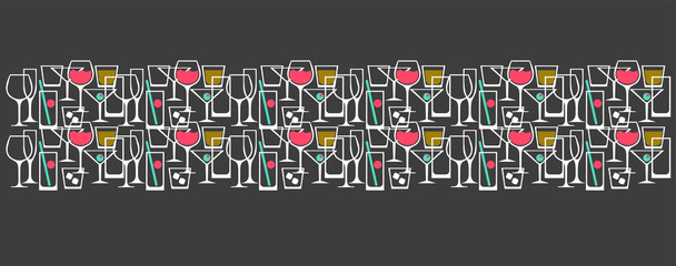 pattern with cocktail glasses