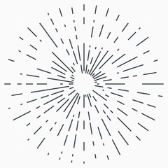 Obraz premium Vintage Sunburst Explosion Handdrawn Design Element Fireworks Black Rays