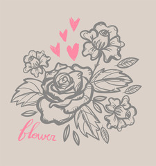 hand-drawn roses sketch isolated