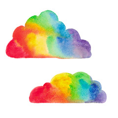 Illustration of hand painted watercolor Decorative rainbow clouds element for Wallpaper fabric design poster paper compositions