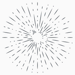 Sun burst, star burst sunshine. Radiating from the center of thin beams, lines