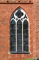 Fototapeta na wymiar Pointed arch windows in Strängnäs Cathedral.