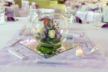 table decoration on  wedding table