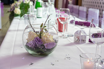 table decoration on  wedding table