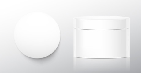 Blank cosmetic package container for creme. Vector illustration on grey background. Can be use for your design, advertising, promo and etc. EPS10.