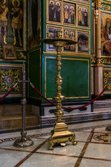 Large standing candlestick in the Greek Orthodox Monastery of the Transfiguration located on Mount...