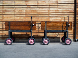 Two wooden box trailers.