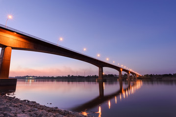 Fototapeta na wymiar Bridge across the Mekong River. Thai-Lao friendship bridge, Thailand