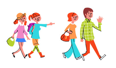 歩く人々　４人