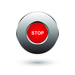 The objects in the form of a stop button of the engine green in a metal casing.
