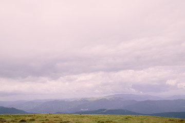 Foggy landscape near Blyznytsya mountain in the Carpathian mountains