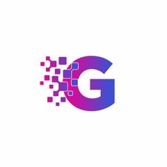 Initial G letter Digital Pixels Tech Logo Vector