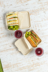 手作りサンドイッチ Homemade sandwich lunch set at a picnic