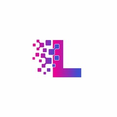 Initial L letter Digital Pixels Tech Logo Vector