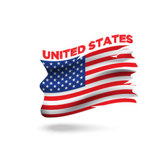 Torn USA patriotic flag 3d vector illustration template