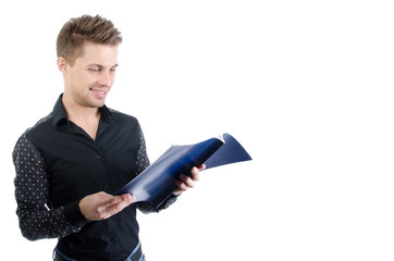 Rest and study. Young attractive student.