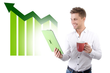 Rest and study. Young attractive student.