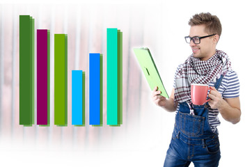 Rest and study. Young attractive student.