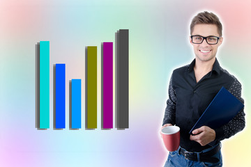 Rest and study. Young attractive student.