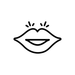 Black line icon for lips 