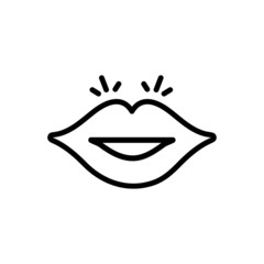 Black line icon for lips 