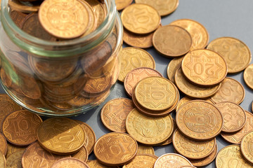 Various coins of Kazakhstan, coins, business, money, financial, coins and the economy