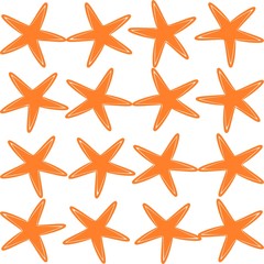 Fototapeta na wymiar seamless pattern with starfishes vector white background, orange color and white summer pattern
