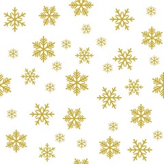 seamless pattern with snowflakes, gold and white colors, winter, new year or christmas pattern 