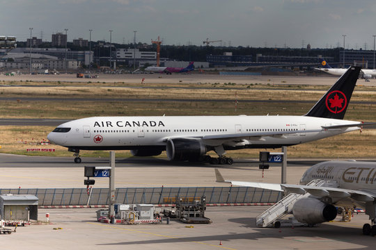 Frankfurt, Hesse/germany - 25 06 18: Air Canada Airplane Landing At Frankfurt Airport Germany