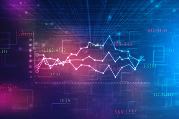 2d rendering Stock market online business concept. business Graph 
