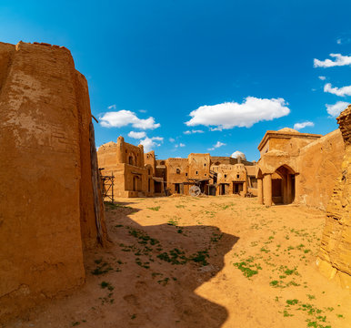 Dilapidated medieval eastern town in a desert area