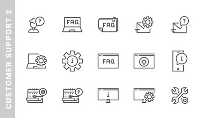 customer support 2 icon set. Outline Style. each made in 64x64 pixel