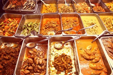 Thai cuisine. Retro filtered colors style.