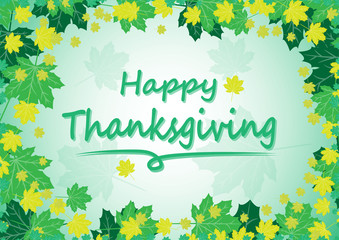 Happy Thanksgiving Day celebration card with maple autumn leaves vector background