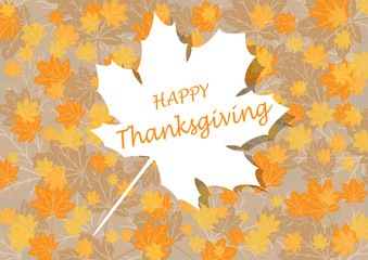 Happy Thanksgiving Day celebration card with maple autumn leaves vector background