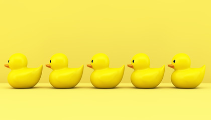 row of yellow ducks