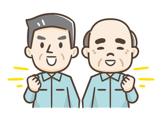 シニア男性　作業服