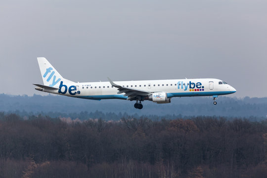 cologne, nrw/germany - 02 03 18: flybe airplane landing at cologne bonn airport germany