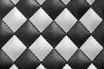 Black and white genuine leather texture square blocks in chess board order