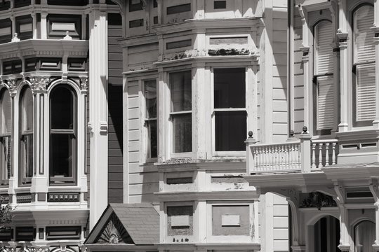 San Francisco city. Black and white vintage style.