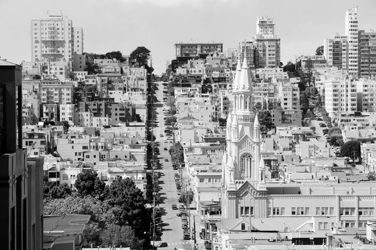 San Francisco. Black and white vintage style.