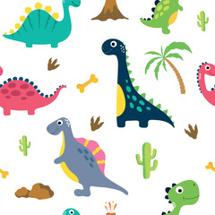 Cute dinosaur seamless pattern