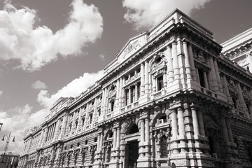 Fototapeta na wymiar Rome - Palazzo Di Giustizia. Black and white vintage style.