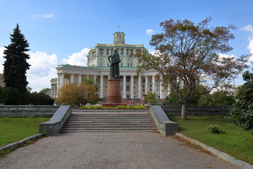 The building of the Academic Drama Theater of the Russian Army. The biggest scene in Europe. Moscow, Russia 