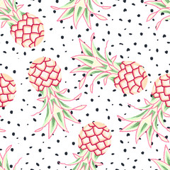 Tropical seamless pattern with pineapples. Summer print. Vector illustration