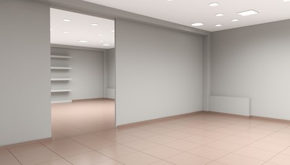 Obraz premium empty pavilion, interior visualization, 3D illustration