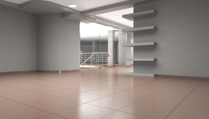 Obraz premium empty pavilion, interior visualization, 3D illustration